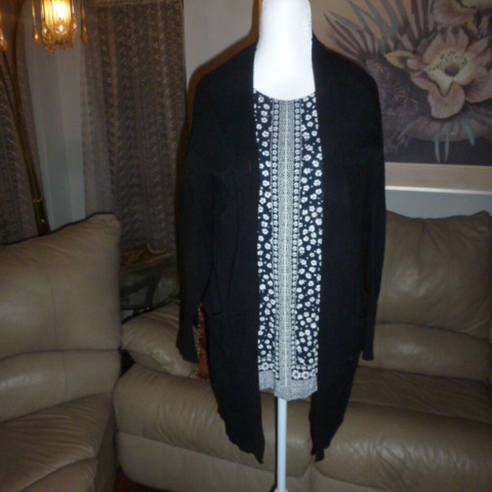 Express Knit Open Long Cardigan – Black (XXS)